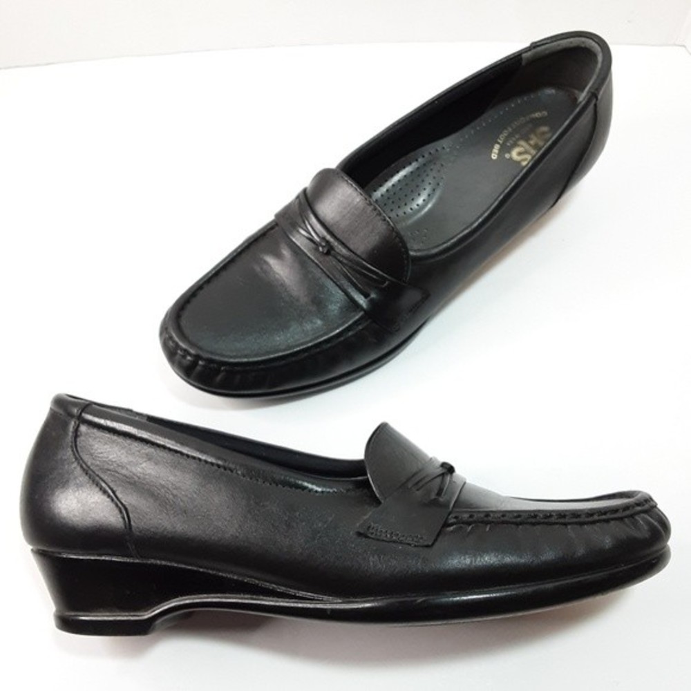 SAS Leather Wedge Loafers Slip-On Comfort Casual Chic Travel Work Shoes US 9N